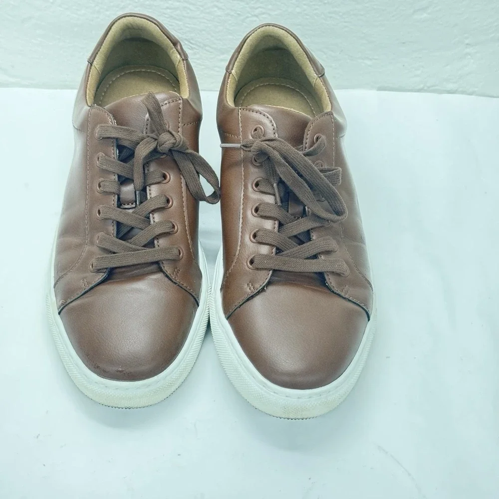 BANANA REPUBLIC Cognac Brown Vegan Leather Casual Sneaker Shoes Mens Size 10
